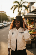 Abba's Daughter Cream Bomber Jacket - Front Lifestyle