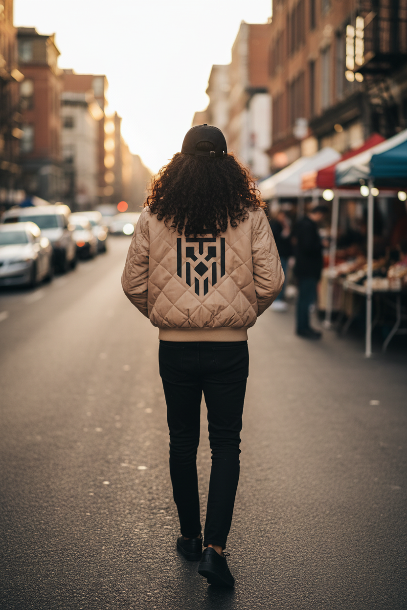 Lifestyle shot of ABBA'S DAUGHTER bomber jacket