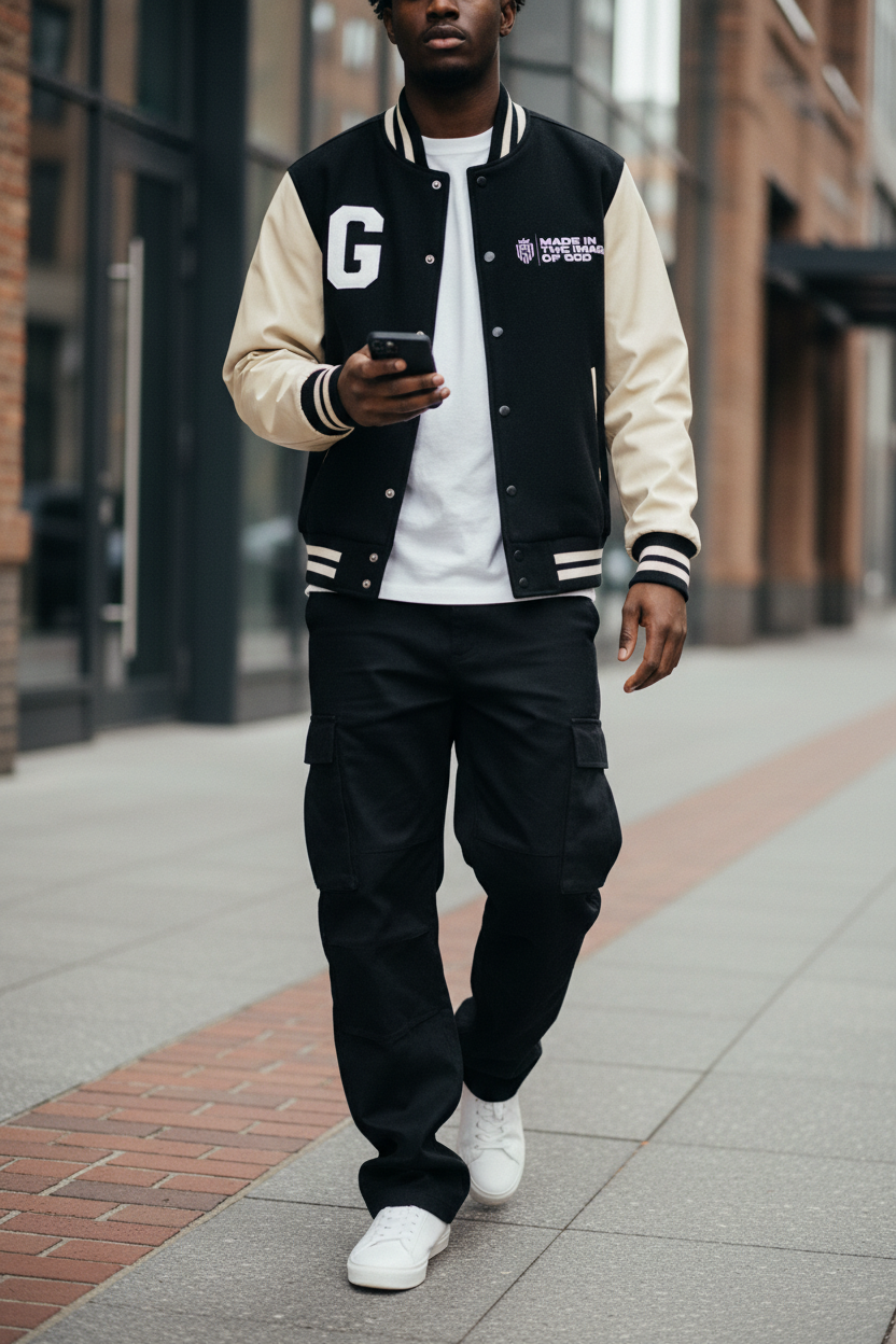 Varsity Jacket - Dynamic Walking Shot
